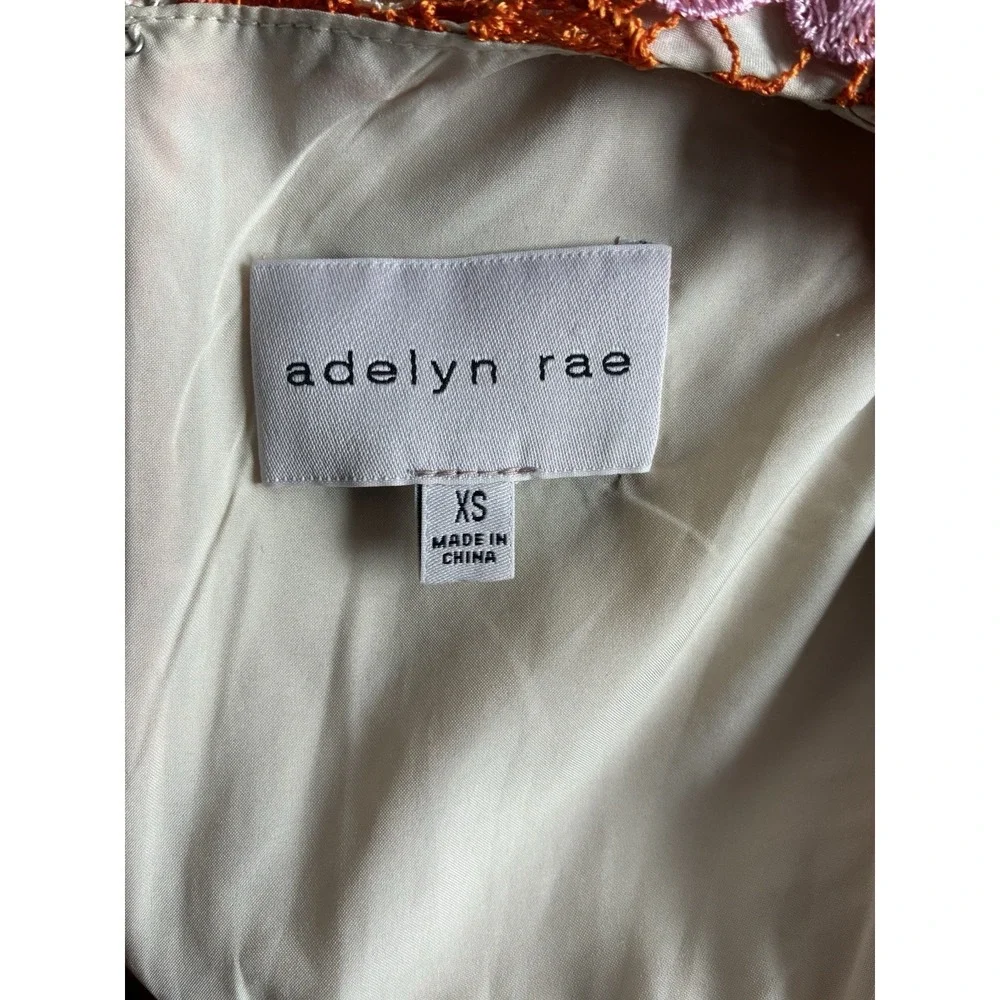 Adelyn Rae Crochet Lace Midi Dress XS Floral Orange Pink Boho‎ V-Neck